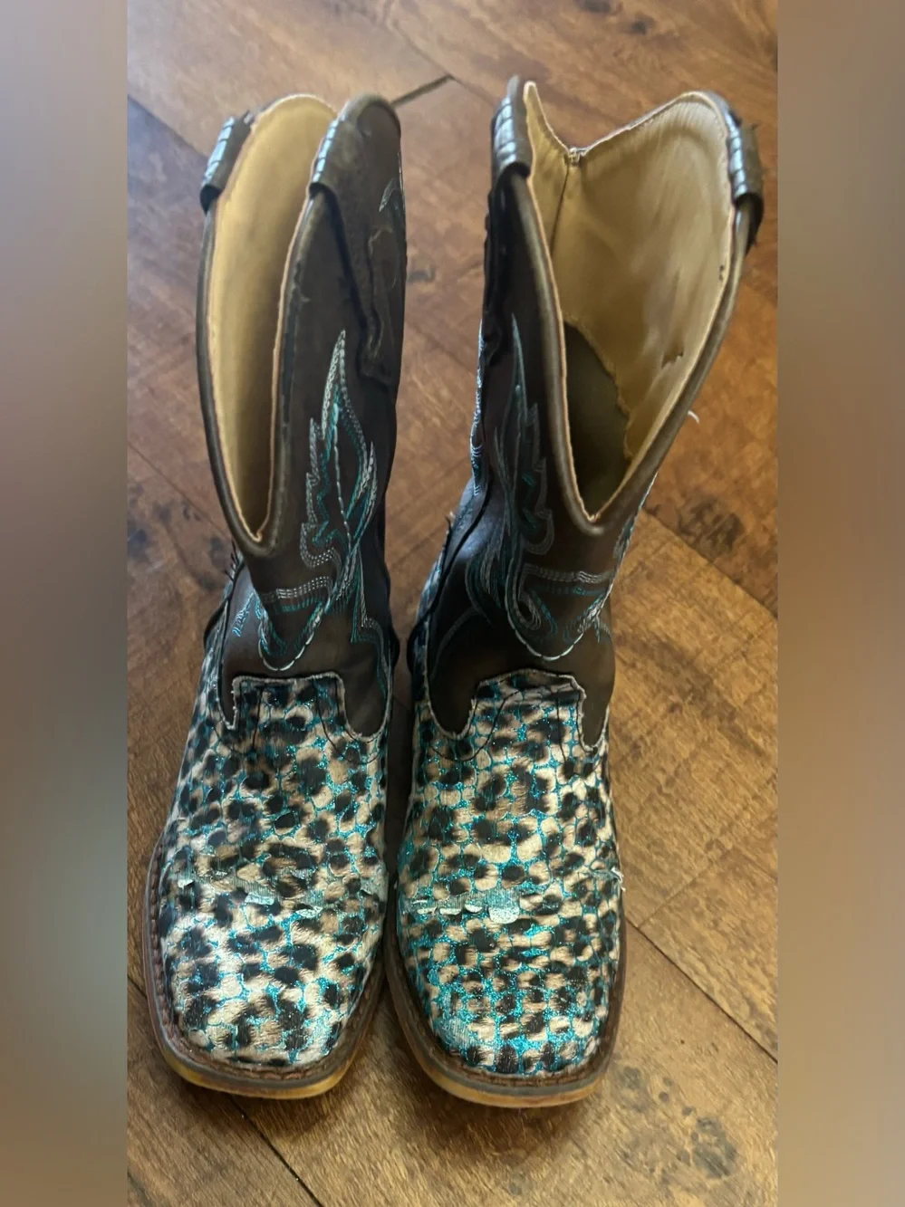 Roper Glitter Leopard western boots little kids youth gir size 13 cowboy cowgirl